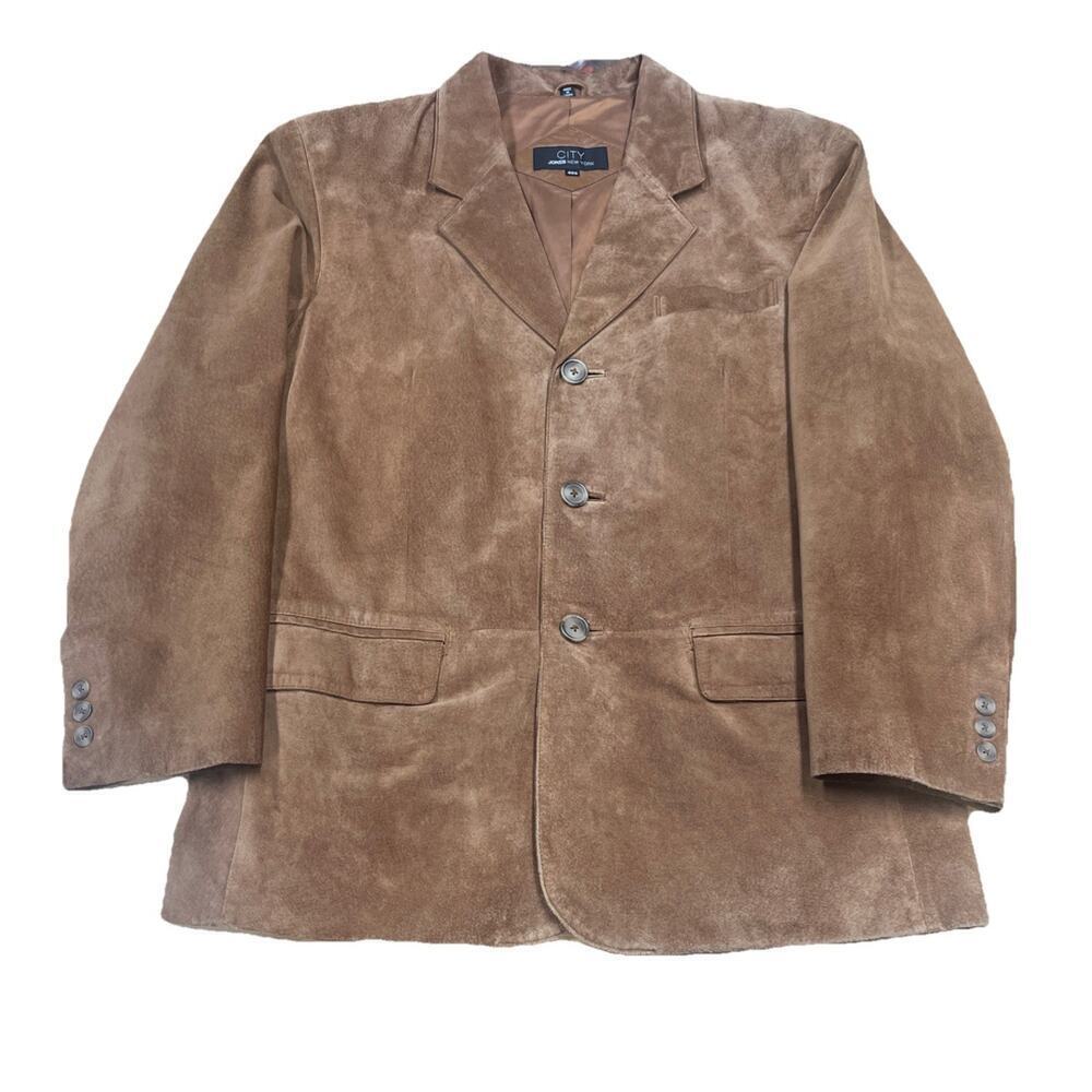 City Jones New York Genuine Leather Suede Jacket Brown Size 40S City Going Out
